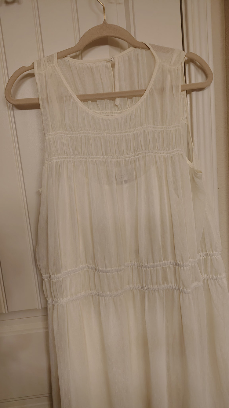 Cream Tiered Sleeveless Maxi Dress Size L
